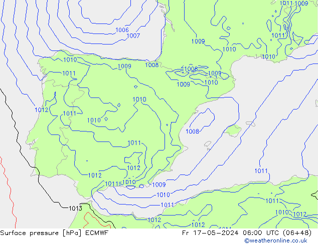 Surface pressure ECMWF Fr 17.05.2024 06 UTC