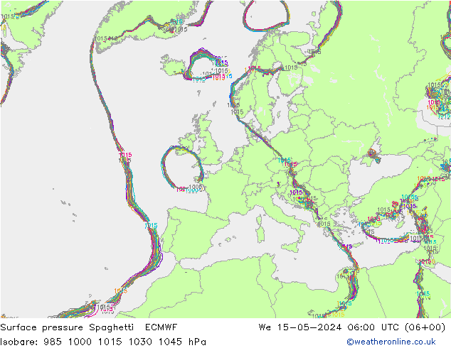 приземное давление Spaghetti ECMWF ср 15.05.2024 06 UTC