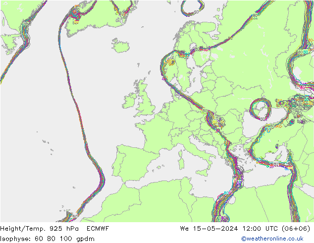 Height/Temp. 925 hPa ECMWF 星期三 15.05.2024 12 UTC