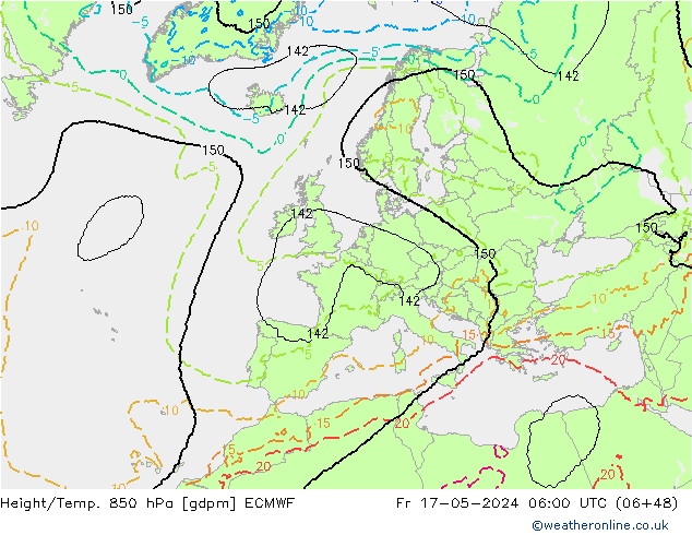 Height/Temp. 850 hPa ECMWF pt. 17.05.2024 06 UTC