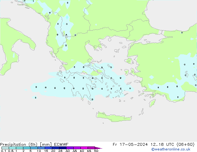 Totale neerslag (6h) ECMWF vr 17.05.2024 18 UTC