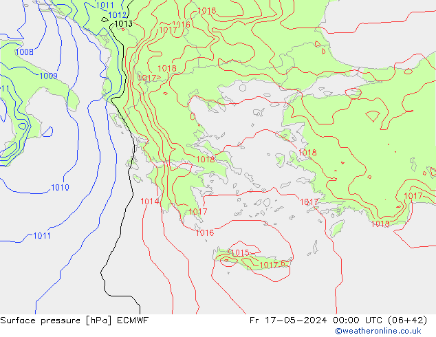 Luchtdruk (Grond) ECMWF vr 17.05.2024 00 UTC