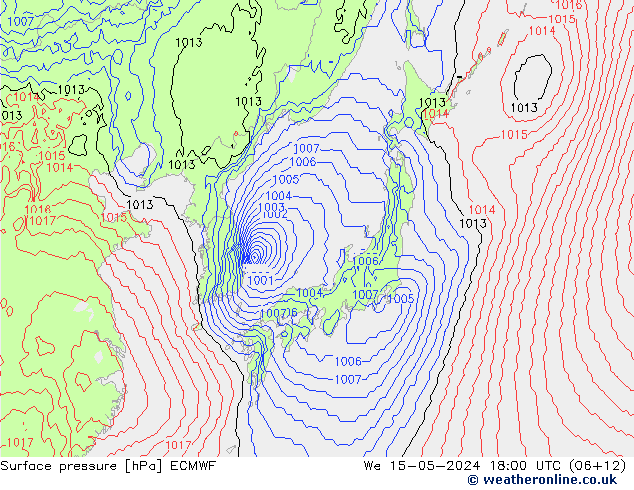 ciśnienie ECMWF śro. 15.05.2024 18 UTC