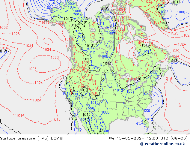 pressão do solo ECMWF Qua 15.05.2024 12 UTC