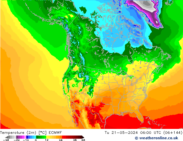 Temperatura (2m) ECMWF mar 21.05.2024 06 UTC