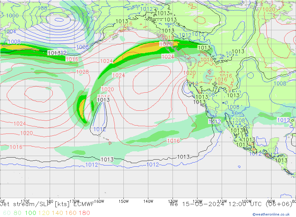 Jet stream ECMWF Qua 15.05.2024 12 UTC