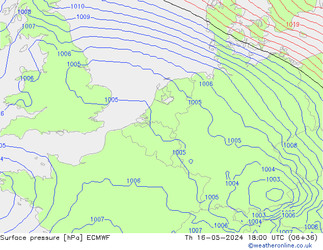 Bodendruck ECMWF Do 16.05.2024 18 UTC