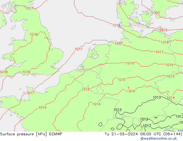 Presión superficial ECMWF mar 21.05.2024 06 UTC