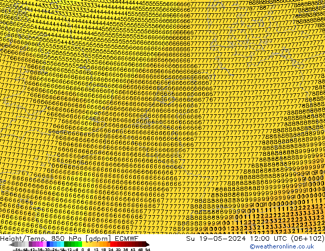 Height/Temp. 850 hPa ECMWF Dom 19.05.2024 12 UTC