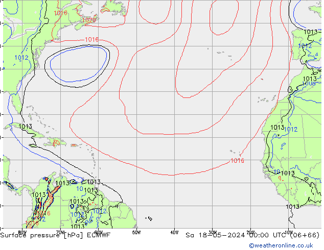 Atmosférický tlak ECMWF So 18.05.2024 00 UTC