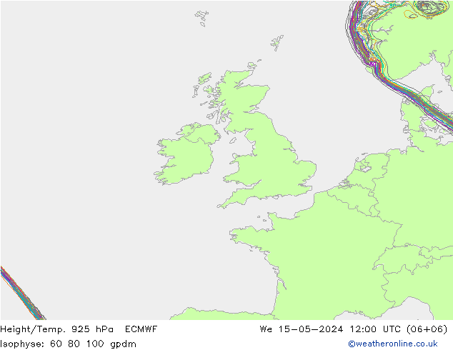 Hoogte/Temp. 925 hPa ECMWF wo 15.05.2024 12 UTC
