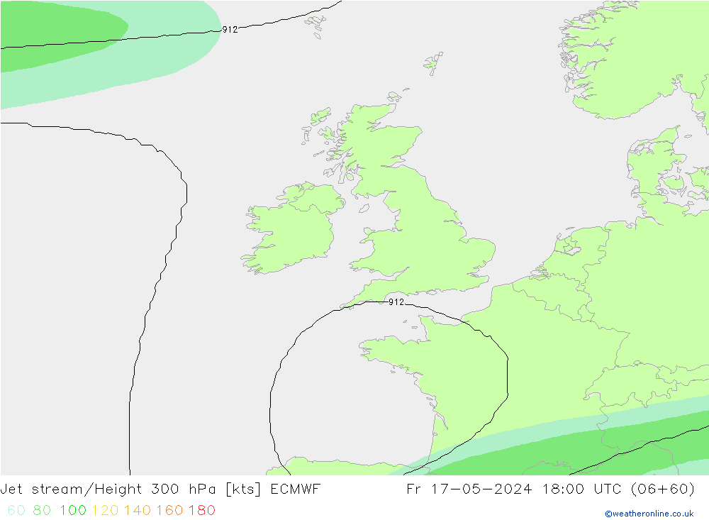Straalstroom ECMWF vr 17.05.2024 18 UTC