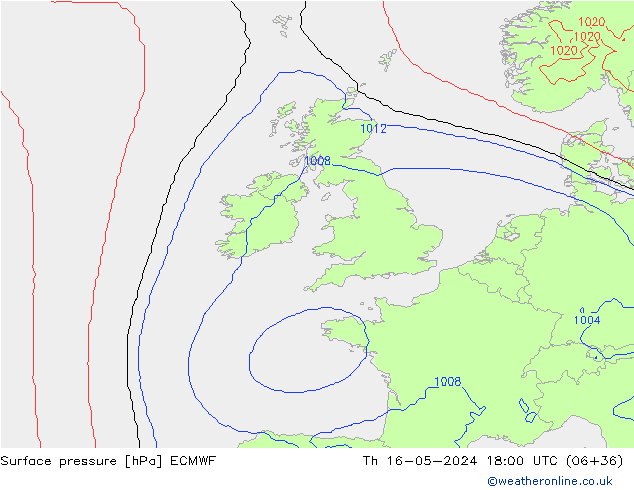 Surface pressure ECMWF Th 16.05.2024 18 UTC