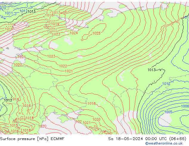 ciśnienie ECMWF so. 18.05.2024 00 UTC