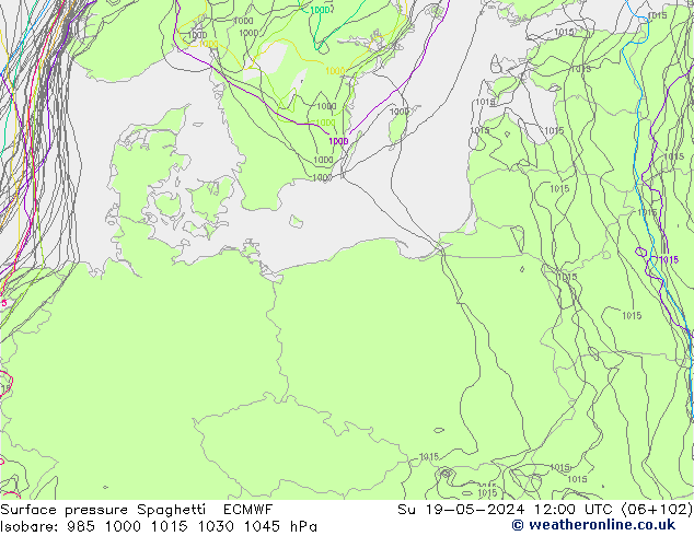 pression de l'air Spaghetti ECMWF dim 19.05.2024 12 UTC