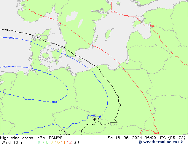 High wind areas ECMWF sab 18.05.2024 06 UTC