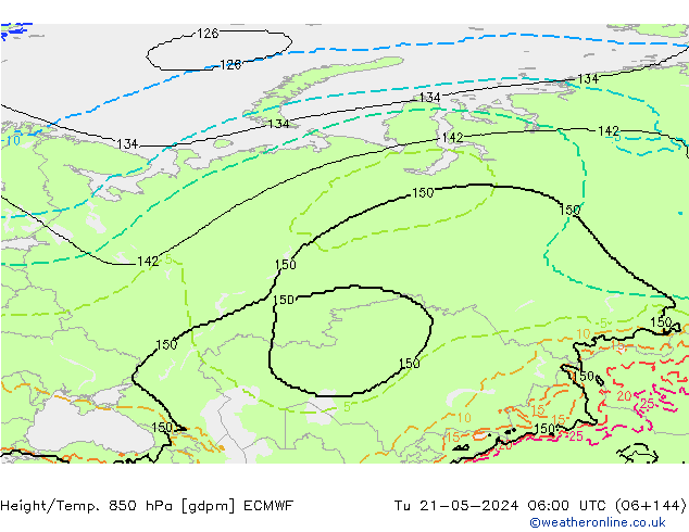Height/Temp. 850 hPa ECMWF Tu 21.05.2024 06 UTC