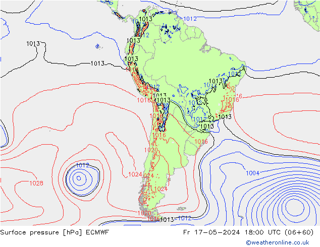 приземное давление ECMWF пт 17.05.2024 18 UTC
