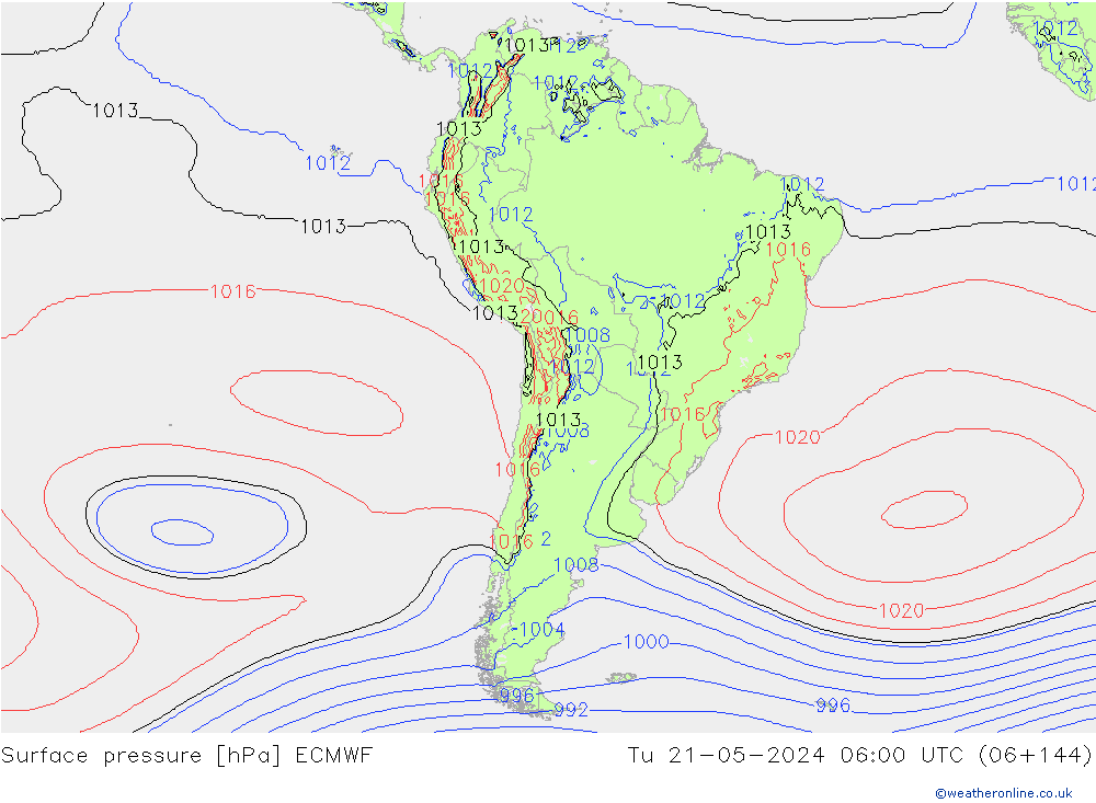 Surface pressure ECMWF Tu 21.05.2024 06 UTC