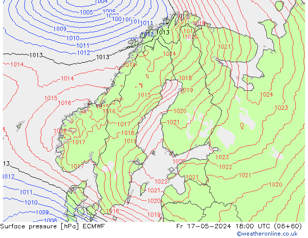 Bodendruck ECMWF Fr 17.05.2024 18 UTC