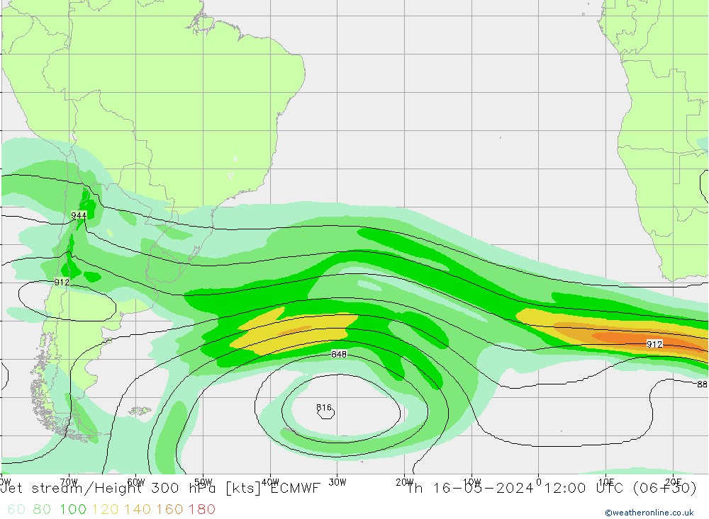 Straalstroom ECMWF do 16.05.2024 12 UTC