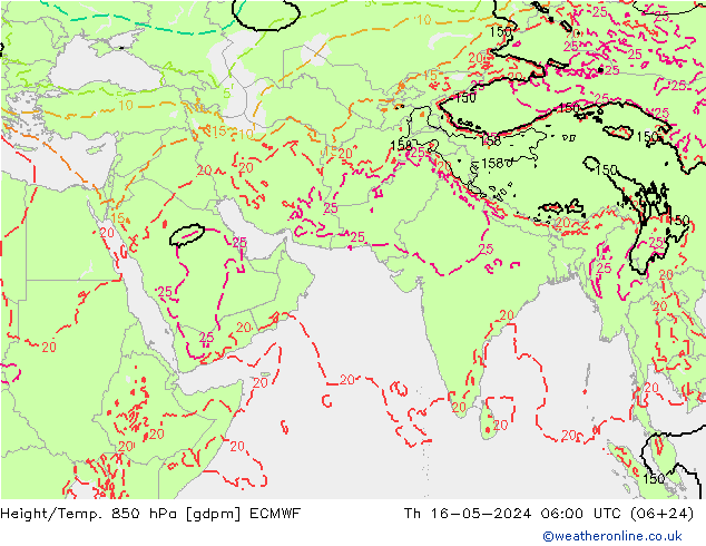 Height/Temp. 850 hPa ECMWF 星期四 16.05.2024 06 UTC