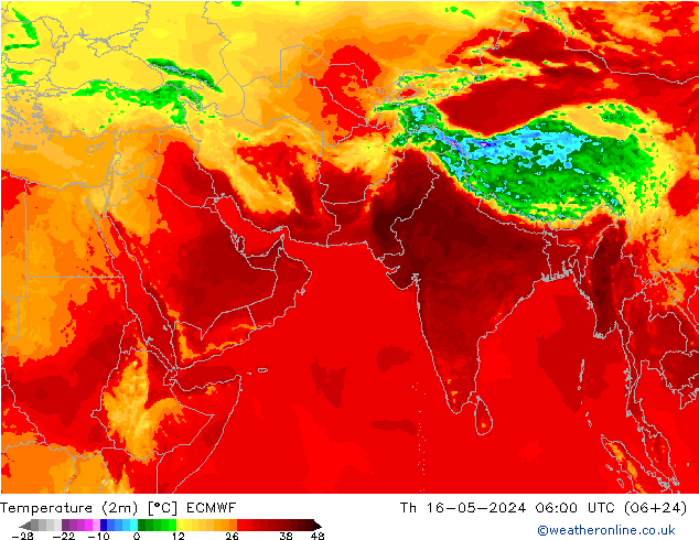 温度图 ECMWF 星期四 16.05.2024 06 UTC