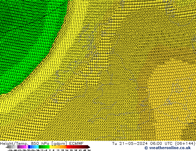 Yükseklik/Sıc. 850 hPa ECMWF Sa 21.05.2024 06 UTC