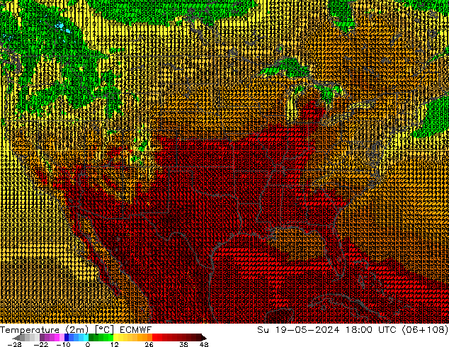 Sıcaklık Haritası (2m) ECMWF Paz 19.05.2024 18 UTC