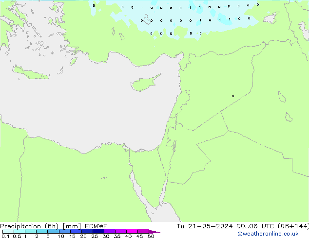 осадки (6h) ECMWF вт 21.05.2024 06 UTC