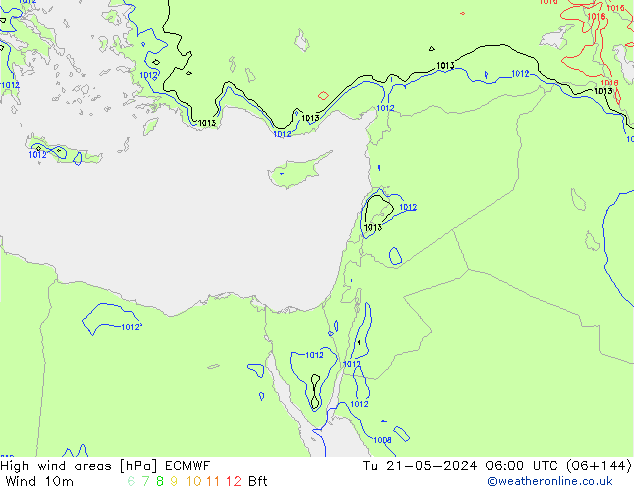 Windvelden ECMWF di 21.05.2024 06 UTC