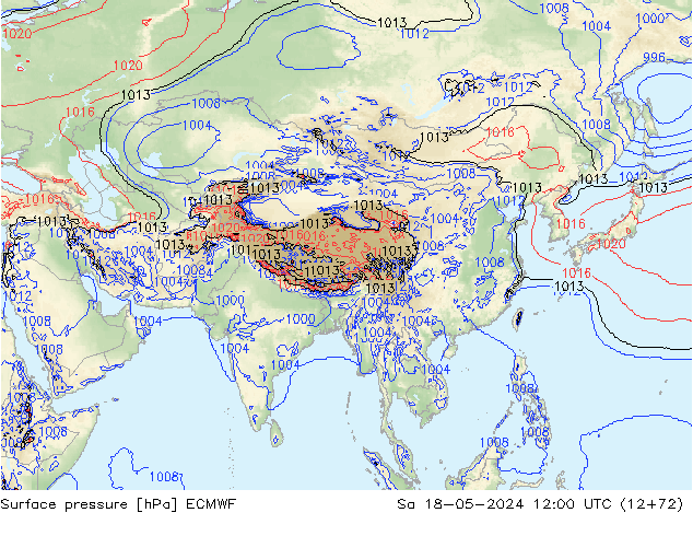 Luchtdruk (Grond) ECMWF za 18.05.2024 12 UTC