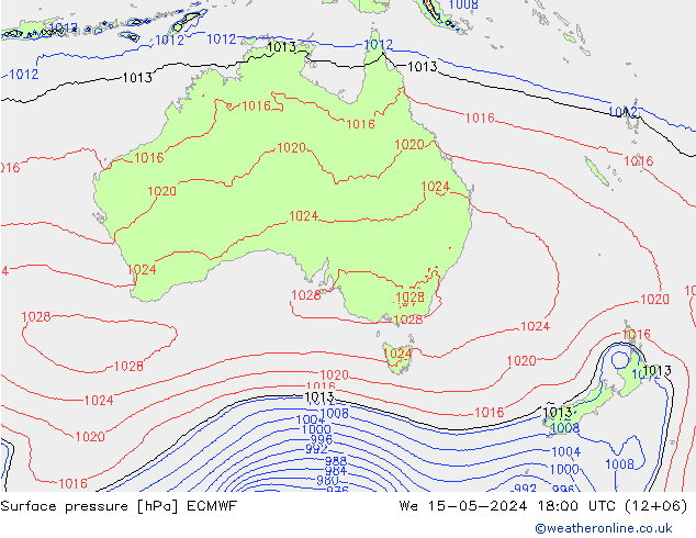 Yer basıncı ECMWF Çar 15.05.2024 18 UTC