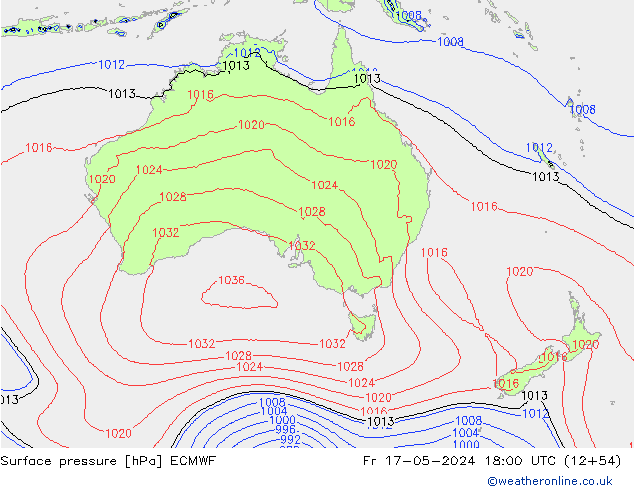 Yer basıncı ECMWF Cu 17.05.2024 18 UTC