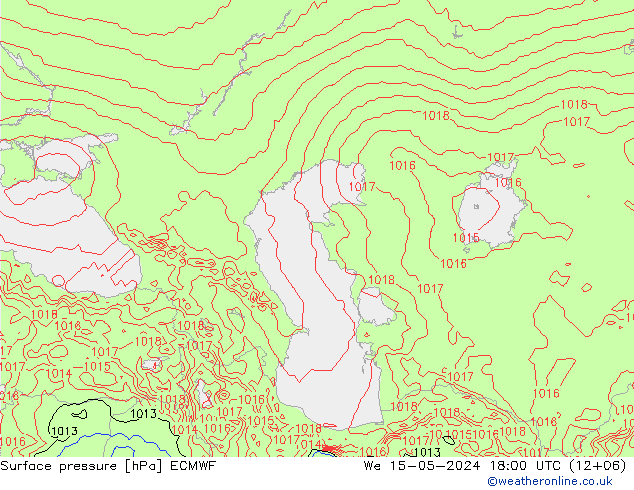 Luchtdruk (Grond) ECMWF wo 15.05.2024 18 UTC