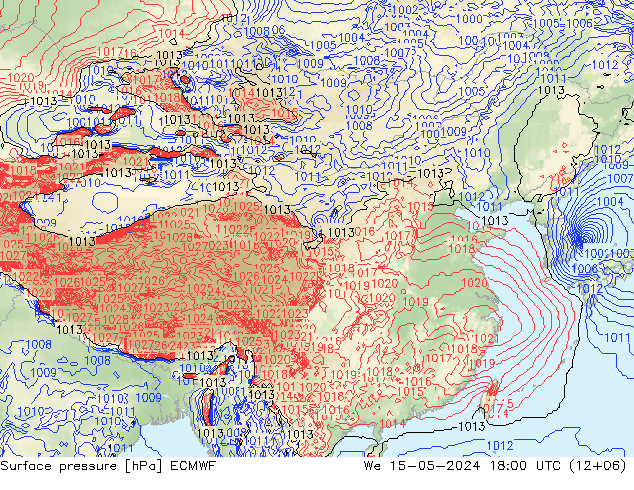 地面气压 ECMWF 星期三 15.05.2024 18 UTC