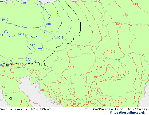 Atmosférický tlak ECMWF So 18.05.2024 12 UTC