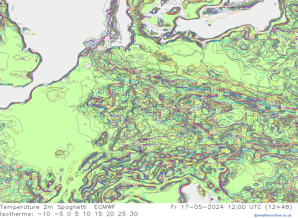 Sıcaklık Haritası 2m Spaghetti ECMWF Cu 17.05.2024 12 UTC