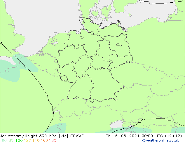 Jet stream/Height 300 hPa ECMWF Th 16.05.2024 00 UTC