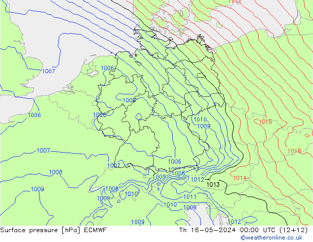 地面气压 ECMWF 星期四 16.05.2024 00 UTC