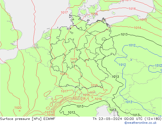 Atmosférický tlak ECMWF Čt 23.05.2024 00 UTC