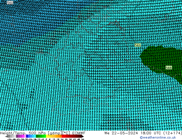 Height/Temp. 500 hPa ECMWF 星期三 22.05.2024 18 UTC