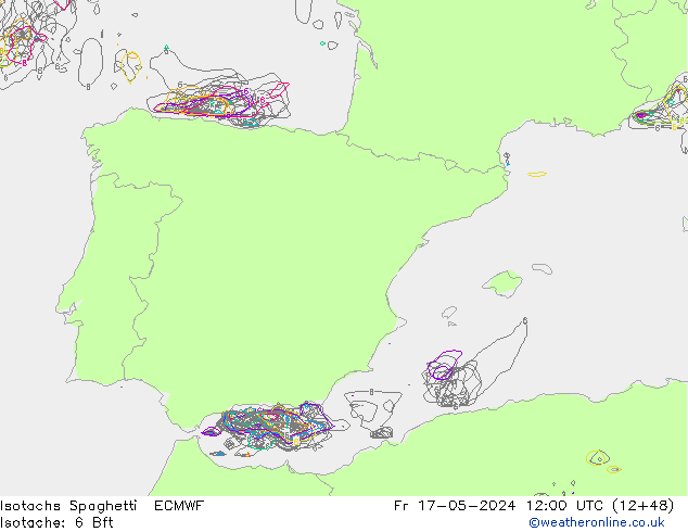 Isotachs Spaghetti ECMWF Fr 17.05.2024 12 UTC