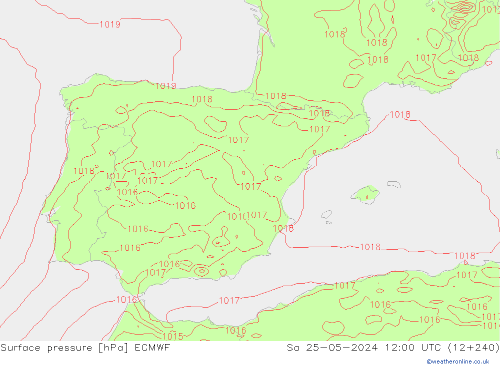 pressão do solo ECMWF Sáb 25.05.2024 12 UTC