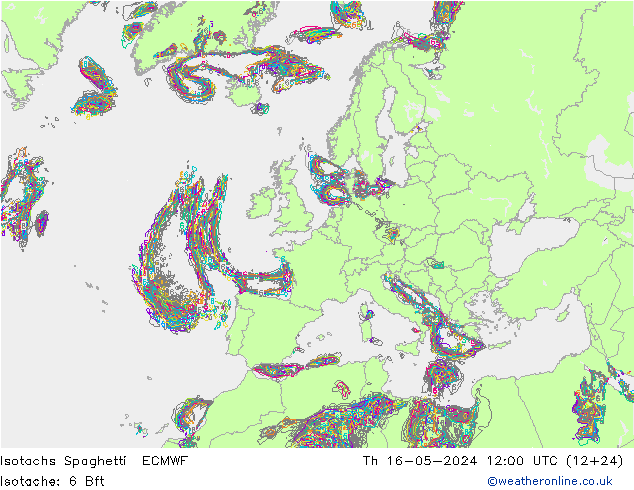 Isotachs Spaghetti ECMWF  16.05.2024 12 UTC