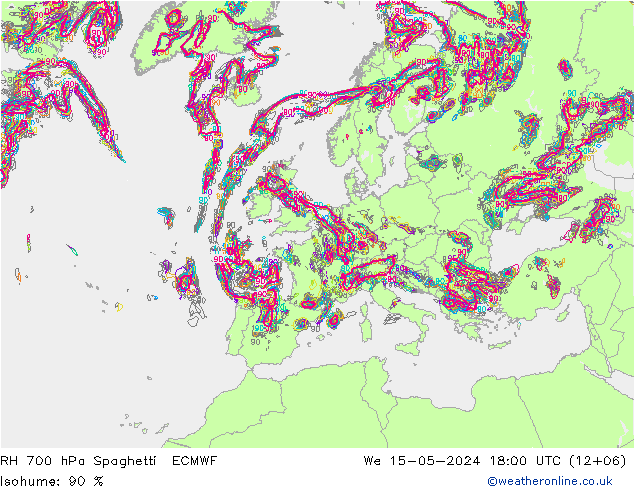 RV 700 hPa Spaghetti ECMWF wo 15.05.2024 18 UTC