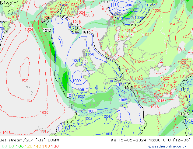 Jet stream/SLP ECMWF We 15.05.2024 18 UTC