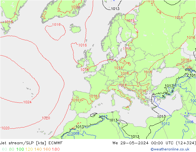 джет/приземное давление ECMWF ср 29.05.2024 00 UTC