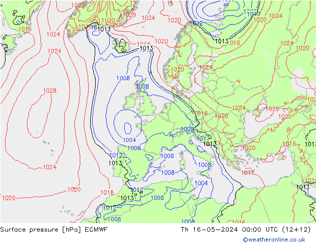 Bodendruck ECMWF Do 16.05.2024 00 UTC