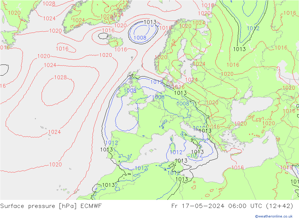 Surface pressure ECMWF Fr 17.05.2024 06 UTC